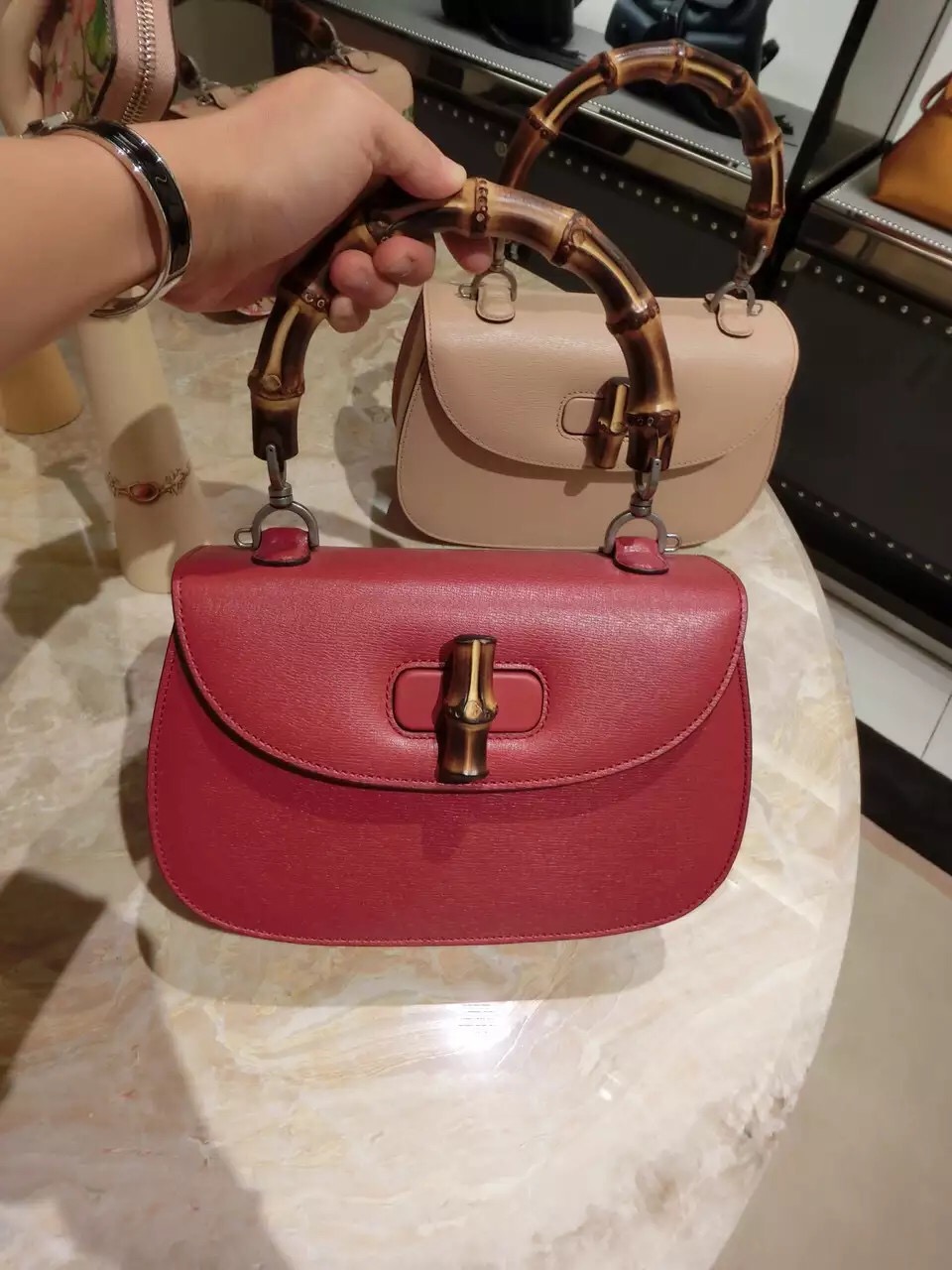Real Gucci Bamboo Classic Handle Bag 409398 ARU0N 6438 Red